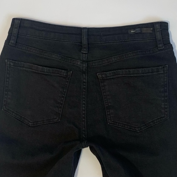 ANTHROPOLOGIE PILCRO STUDDED BELL FLARE RAW HEM CROPPED BLACK DENIM JEANS. Sz 25 - Picture 6 of 12